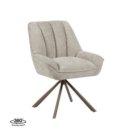 Damn LABEL51 Eetkamerstoel Reims - Naturel - Chenille - Brons Metalen Frame