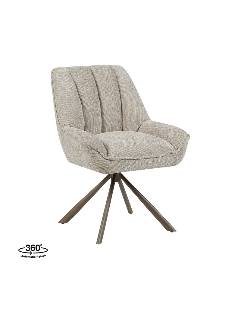 Damn LABEL51 Eetkamerstoel Reims - Naturel - Chenille - Brons Metalen Frame