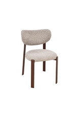 Damn LABEL51 Eetkamerstoel Mika - Beige - Geweven - Walnoot Houtlook Metaal