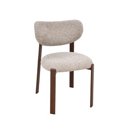 Damn LABEL51 Eetkamerstoel Mika - Beige - Geweven - Walnoot Houtlook Metaal