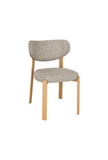 Damn LABEL51 Eetkamerstoel Mika - Beige - Geweven - Naturel Houtlook Metaal