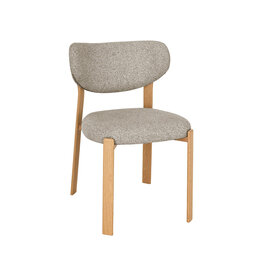 Damn LABEL51 Eetkamerstoel Mika - Beige - Geweven - Naturel Houtlook Metaal