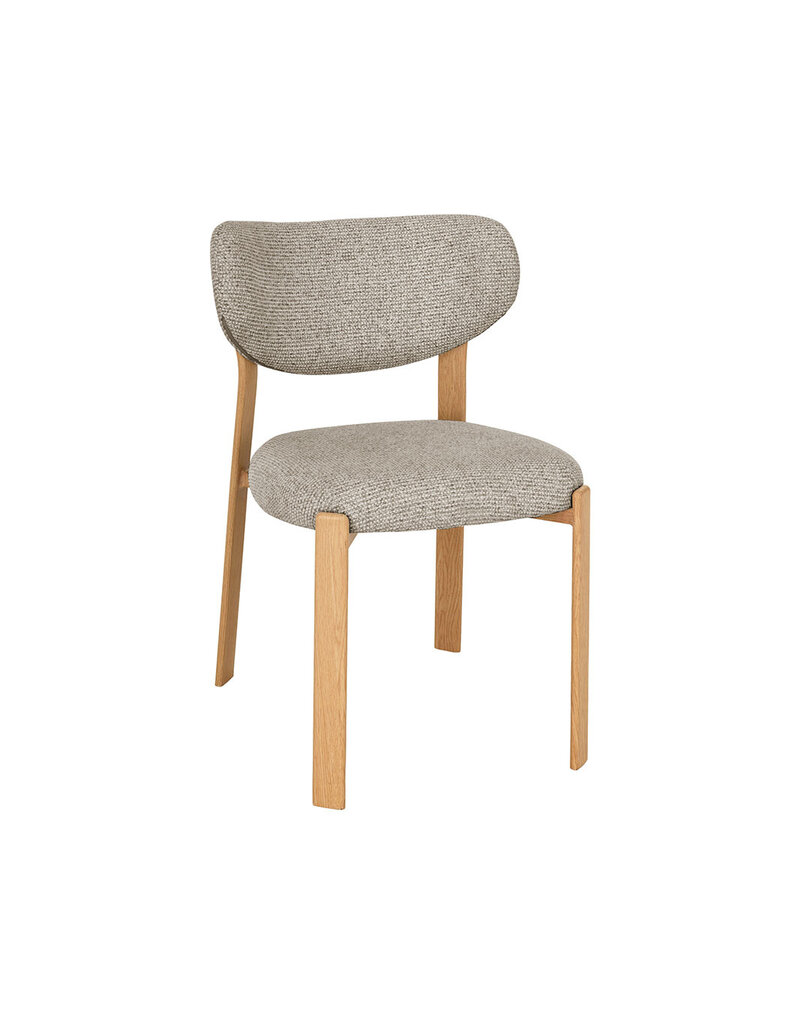 Damn LABEL51 Eetkamerstoel Mika - Beige - Geweven - Naturel Houtlook Metaal