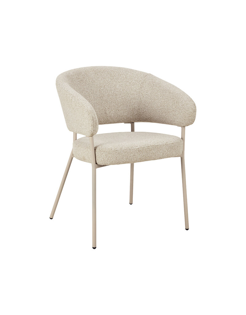 Damn LABEL51 Eetkamerstoel Takumi - Beige - Geweven - Beige Metale Frame