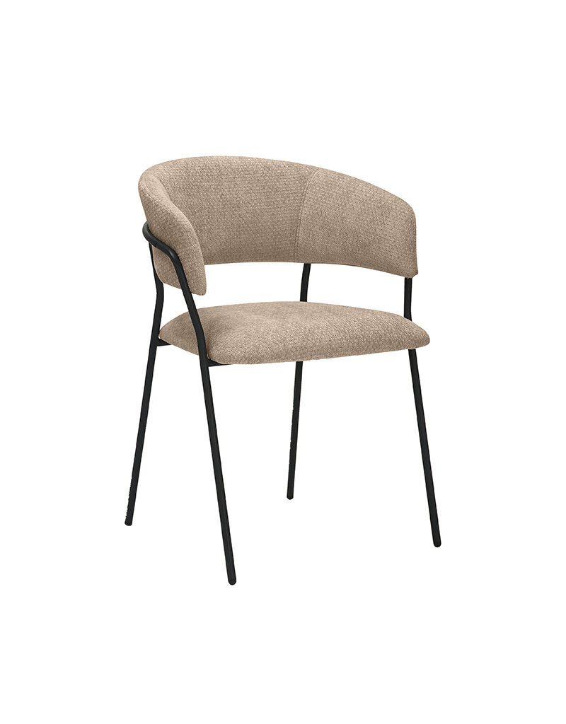 Damn LABEL51 Eetkamerstoel Luuk - Clay - Chenille - Zwart Metalen Frame