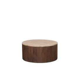 Damn LABEL51 Salontafel Ribble - Espresso - Travertin - 50 cm - Rond
