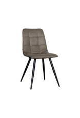 Damn LABEL51 Eetkamerstoel Bistro - Taupe - Kunstleder - Zwart Metalen Frame