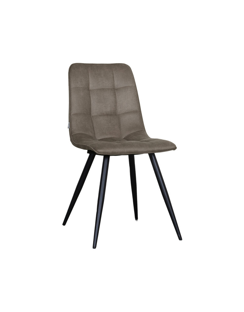 Damn LABEL51 Eetkamerstoel Bistro - Taupe - Kunstleder - Zwart Metalen Frame