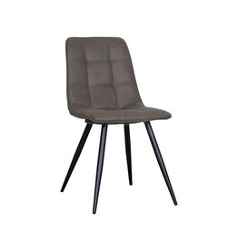 Damn LABEL51 Eetkamerstoel Bistro - Antraciet - Kunstleder - Zwart Metalen Frame