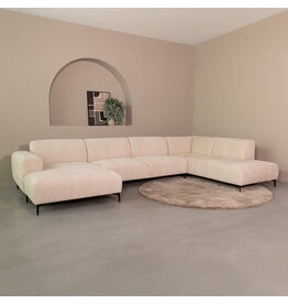 Damn LABEL51 Bank Merido - Naturel Raven | Zwart Metaal - Velvet - U-Bank Rechts
