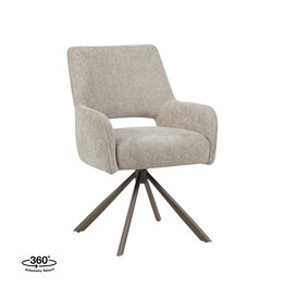 Damn LABEL51 Eetkamerstoel Bergerac - Naturel - Chenille - Brons Metalen Frame