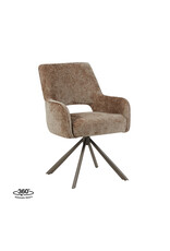 Damn LABEL51 Eetkamerstoel Bergerac - Taupe - Chenille - Brons Metalen Frame