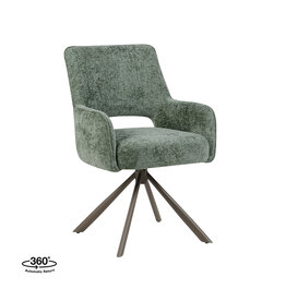 Damn LABEL51 Eetkamerstoel Bergerac - Hunter - Chenille - Brons Metalen Frame