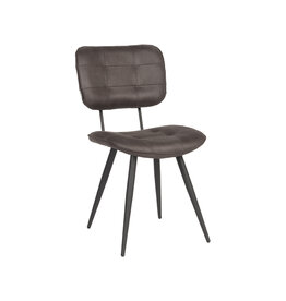 Damn LABEL51 Eetkamerstoel Gus - Antraciet - Kunstleder - Zwart Metalen Frame