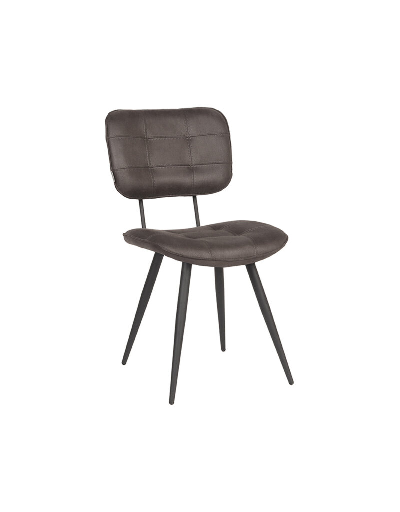 Damn LABEL51 Eetkamerstoel Gus - Antraciet - Kunstleder - Zwart Metalen Frame