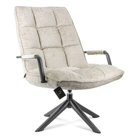 Damn Draaifauteuil Hidde met arm in bouclé sand**