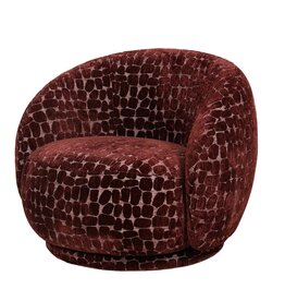 Damn Draaifauteuil Celeste in stof Pebble burgundy