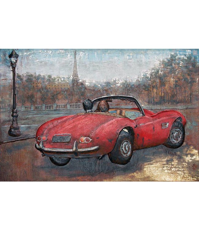 Metalen 3D schilderij - Cabrio in Parijs