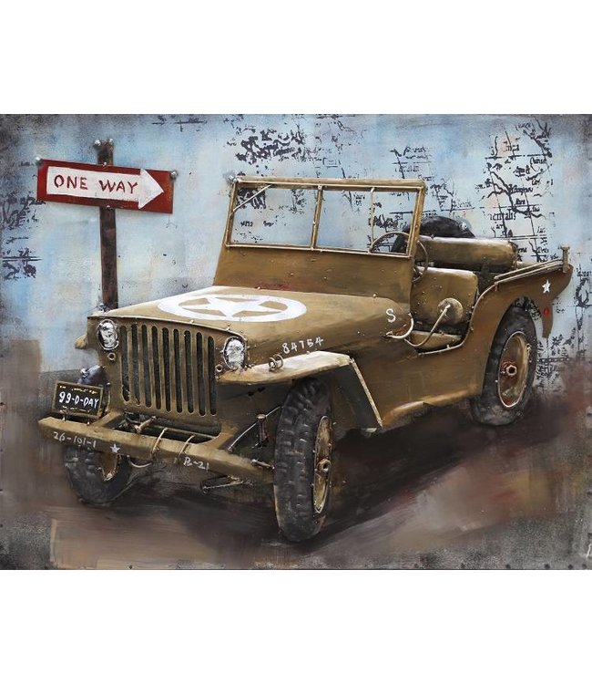 Metalen 3D schilderij - U.S. Army Jeep