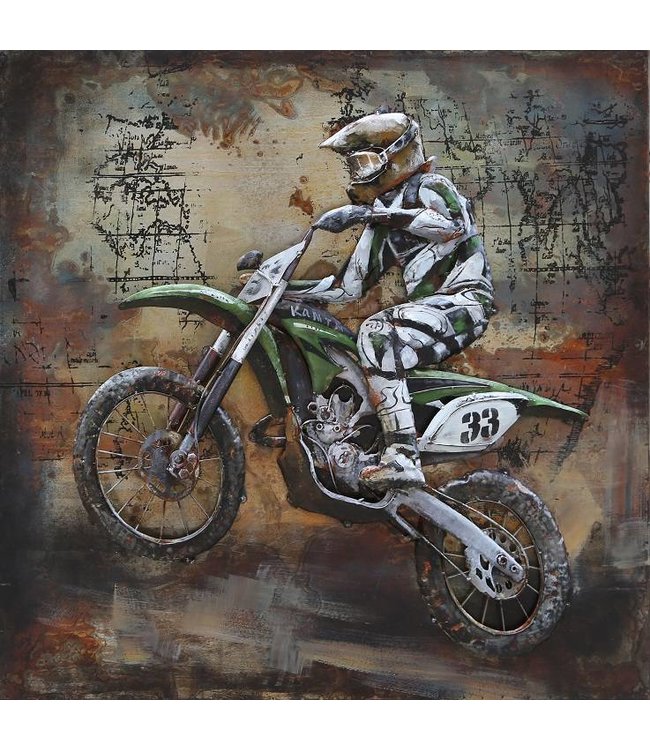 3D Art Off road Motor cross - Metalen 3D schilderij