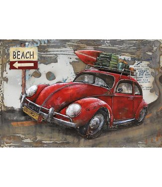 3D Art Beetle to the Beach - Metalen 3D schilderij