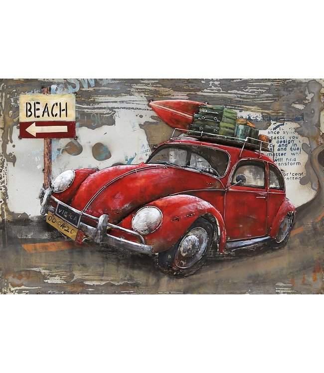 Beetle to the Beach - Metalen 3D schilderij