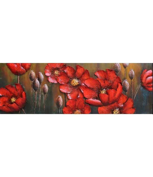 Metalen 3D schilderij - Klaprozen