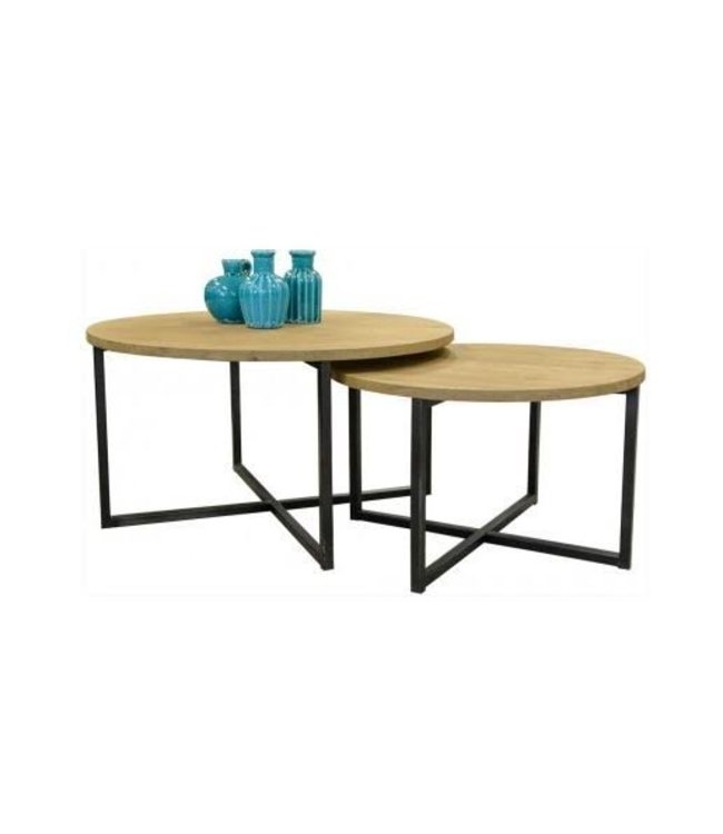 Home Salontafel set - Rustiek eiken rond