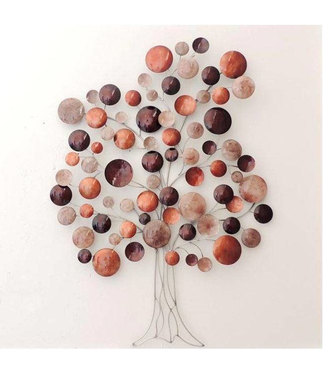 Metalen 3D wanddecoratie - Warm Red Tree
