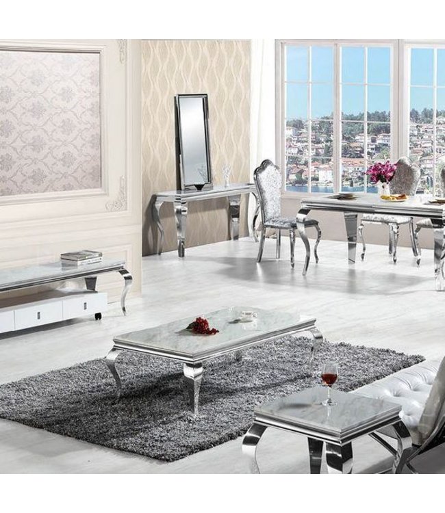 Salontafel Napels – Chroom met wit Marmer