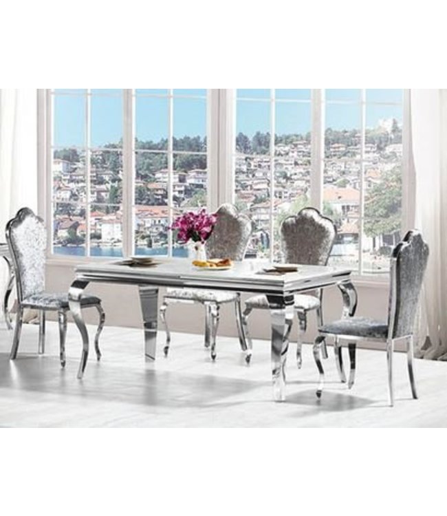 Salontafel Napels – Chroom met wit Marmer