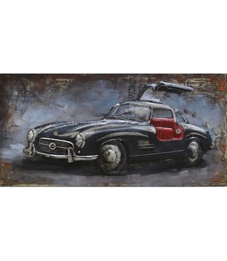3D Art Old Timer Benz 'Gullwing' - Metalen 3D schilderij