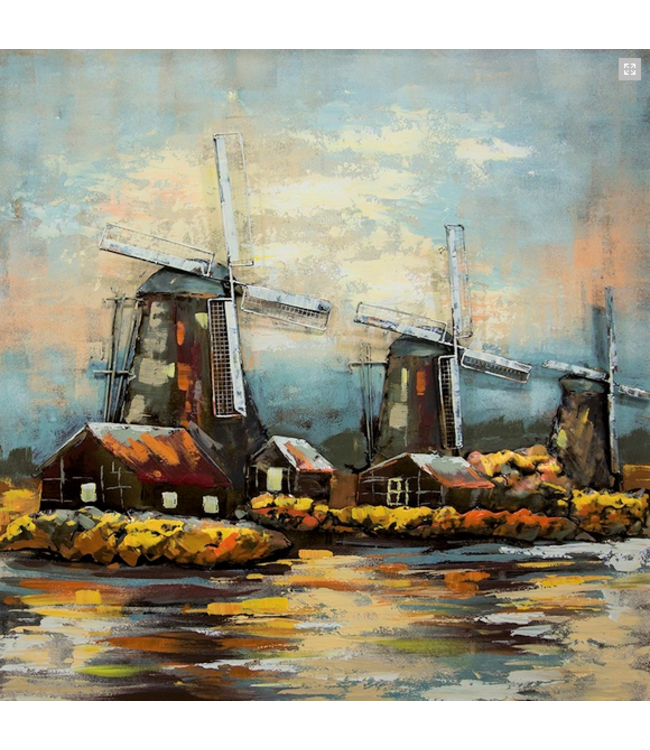 Metalen 3D schilderij - Hollandse Molens