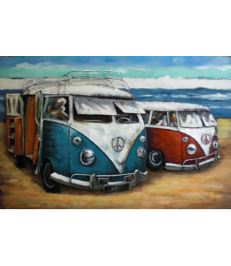 3D Art Bulli Holiday busjes - Metalen 3D schilderij