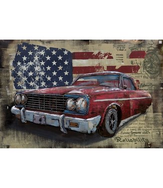 3D Art Amerikaanse oldtimer USA - Metalen 3D schilderij