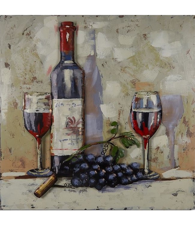 3D Art Grand Cru Bordeaux  - Metaal 3D schilderij