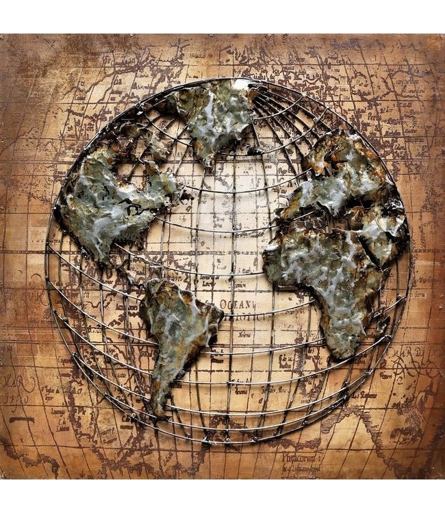Metalen 3D schilderij - The World