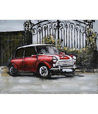 3D Art Mini Cooper Classic Red - Metalen 3D schilderij