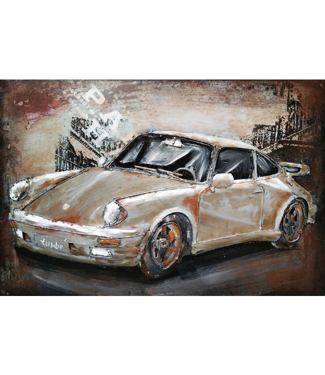 3D Art Classic Car Porsche 911 - Metalen 3D schilderij