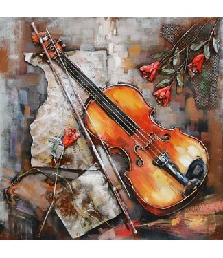 3D Art Stradivarius Viool - Metalen 3 D schilderij