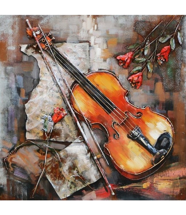 3D Art Stradivarius Viool - Metalen 3 D schilderij