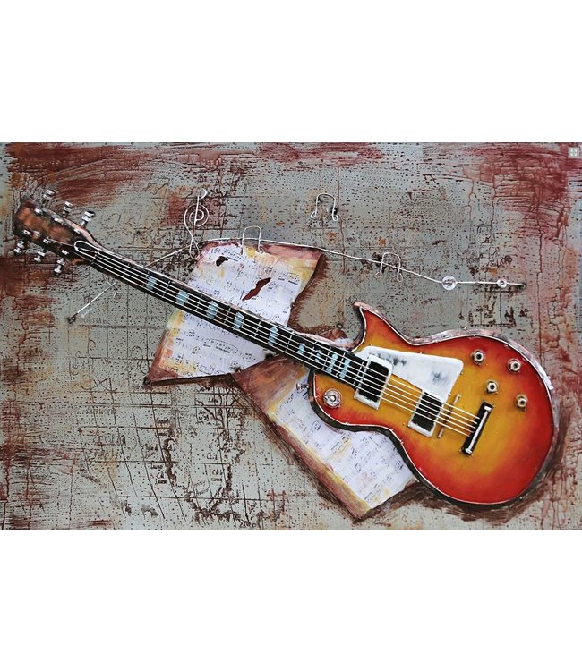 3D Art Gibson elektrische gitaar - Metalen 3D schilderij