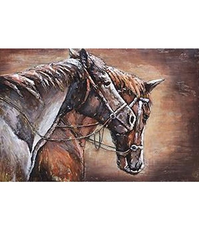 Metalen 3D schilderij - Paardenpaar