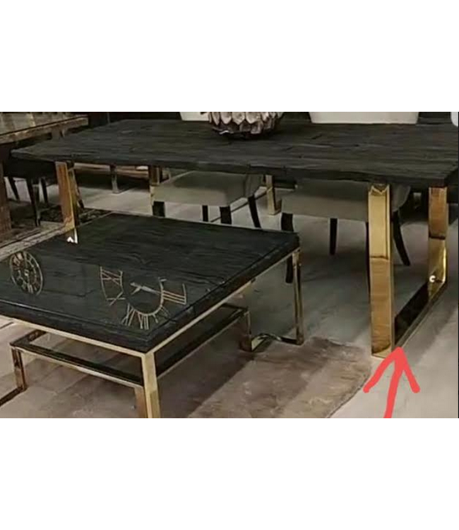Alessandro  eetkamer tafel - Railway Sleeper U poot Gold
