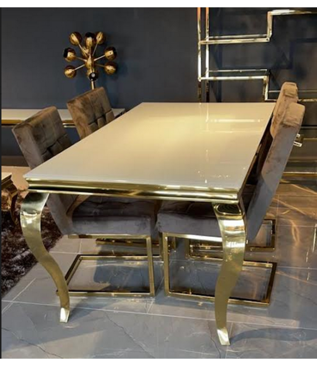 Benito eetkamer tafel - Railway Sleeper U poot Gold