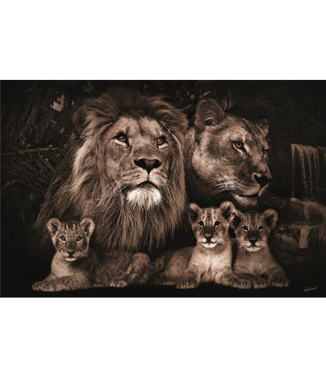 Glasschilderij - De Leeuwen Familie