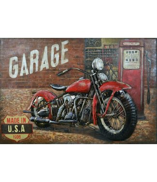 Metalen 3D schilderij - Red Hot Harley