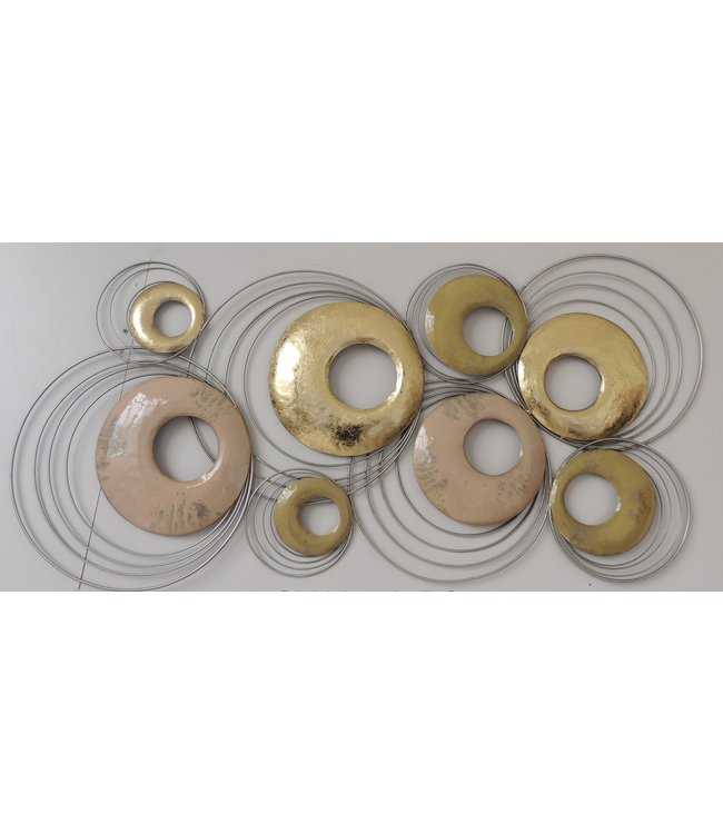 Metalen 3D wanddecoratie - Golden Rings