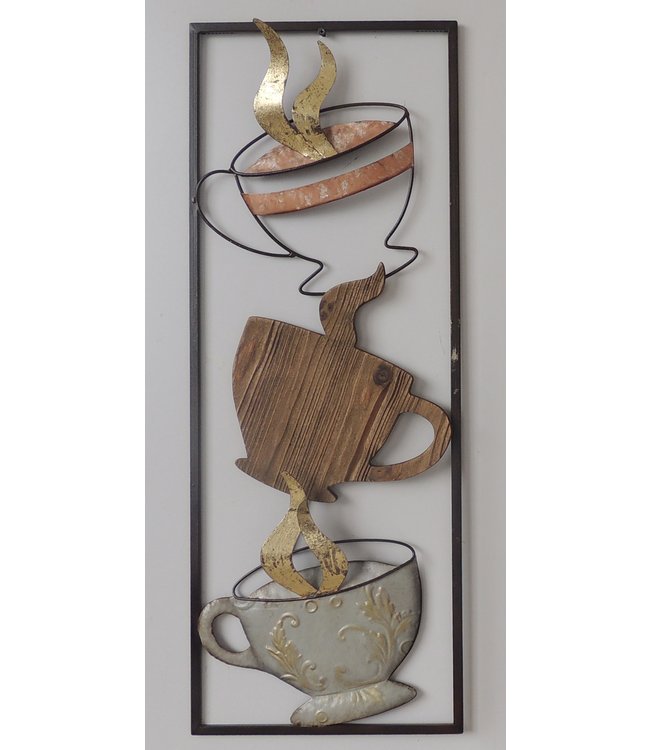 Metalen 3D wanddecoratie - Hot drinks