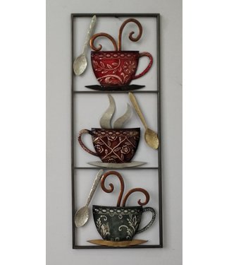 Metalen 3D wanddecoratie - Colourful Cups